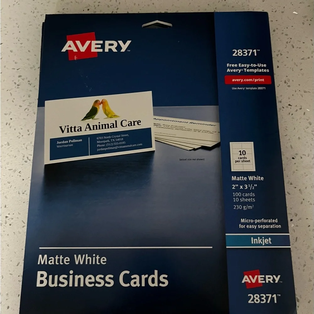 Avery Matte White Business Cards